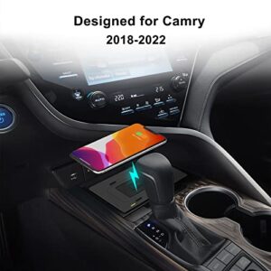 CarQiWireless Wireless Charger for Toyota Camry Accessories 2018 2019 2020 2021 2022 2023, Wireless Phone Charging Pad Tray for Camry XSE SE TRD LE XLE Hybrid Nightshade Car Interior Body Parts