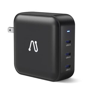 140w usb c charger, pd3.1 gan 3port type c wall charger fast charging station adapter, pd 100w pps charger block for macbook pro 16″/air, iphone 14 pro max, galaxy s22/s21,tablet,laptop-black