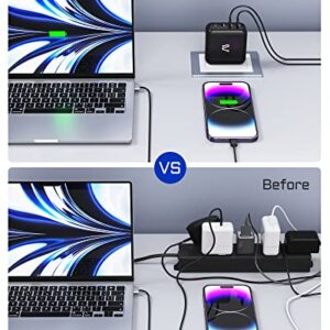 140W USB C Charger, PD3.1 GaN 3Port Type C Wall Charger Fast Charging Station Adapter, PD 100W PPS Charger Block for MacBook Pro 16"/Air, iPhone 14 Pro Max, Galaxy S22/S21,Tablet,Laptop-Black