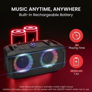 Pyle Wireless Portable Bluetooth Boombox Speaker - 500W Rechargeable Boom Box Speaker Portable Barrel Loud Stereo System - Flashing LED, FM Radio/Aux/MP3/USB Flash Drive/Micro SD, & 1/4 in -PPHP652B