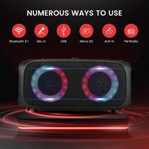 Pyle Wireless Portable Bluetooth Boombox Speaker - 500W Rechargeable Boom Box Speaker Portable Barrel Loud Stereo System - Flashing LED, FM Radio/Aux/MP3/USB Flash Drive/Micro SD, & 1/4 in -PPHP652B