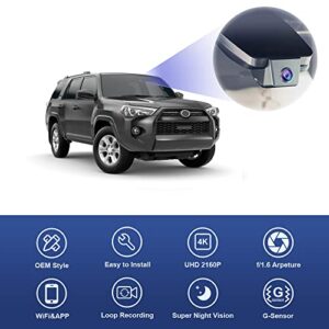 Fitcamx 4K Dash Cam Suitable for Toyota 4Runner 2020 2021 2022 2023 TRD Sport Limited Pro Off-road Venture SR5 Premium, OEM Look, 2160P UHD Video WiFi, G-Sensor, Loop Recording, Easy to Use, 64GB Card