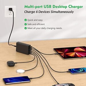 USB C Wall Charger, Flymic 96W 6 Port USB Wall Charger Station Fast Portable USB C Charger Adapter 3 USB C and 3 USB A Compatible for iPhone 14/13 Pro Max/13 Pro/13, iPad Pro, Switch, Galaxy S21