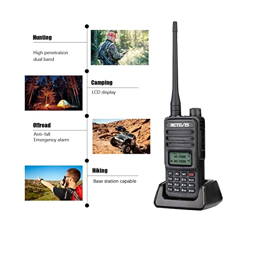 Retevis RT85 Walkie Talkies Long Range, Dual Band 200 Channels High Power 2 Way Radios, DTMF Remote Stun ANI Handheld Two Way Radio Rechargeable, for Hiking Hunt(2 Pack)