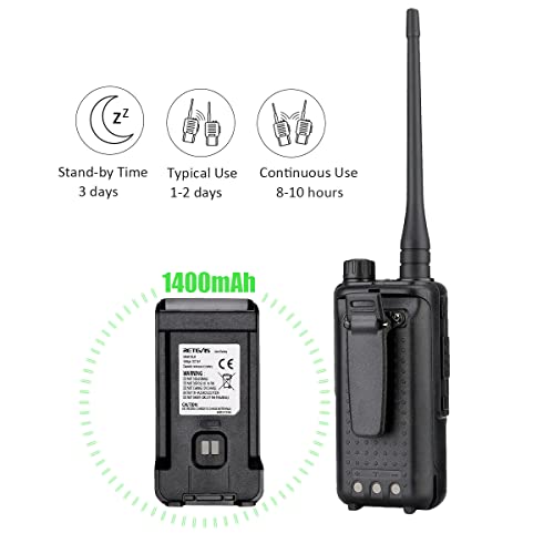 Retevis RT85 Walkie Talkies Long Range, Dual Band 200 Channels High Power 2 Way Radios, DTMF Remote Stun ANI Handheld Two Way Radio Rechargeable, for Hiking Hunt(2 Pack)