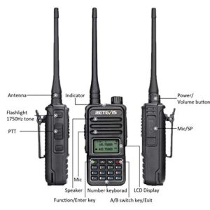 Retevis RT85 Walkie Talkies Long Range, Dual Band 200 Channels High Power 2 Way Radios, DTMF Remote Stun ANI Handheld Two Way Radio Rechargeable, for Hiking Hunt(2 Pack)