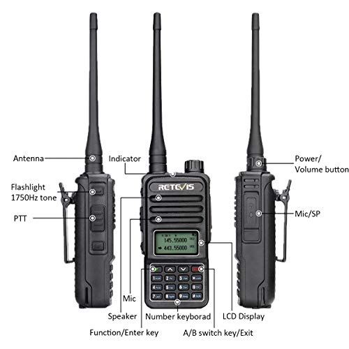 Retevis RT85 Walkie Talkies Long Range, Dual Band 200 Channels High Power 2 Way Radios, DTMF Remote Stun ANI Handheld Two Way Radio Rechargeable, for Hiking Hunt(2 Pack)