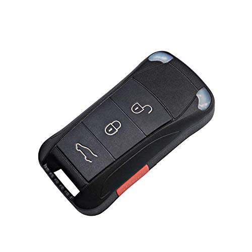 DJL1 Keylesss Entry 3+1 Button Uncut Car Flip Folding Key Shell Case Cover for Porsche Cayenne KR55WK45032 Replacement Remote Key Fob