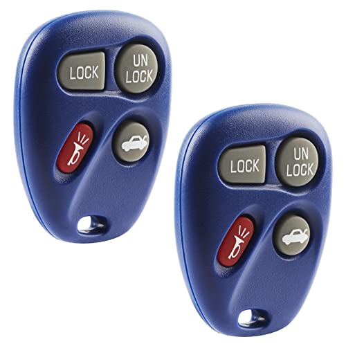 Replacement For 2001-2007 Cadlliac Chevrolet GMC Oldsmobile Pontiac Blue 4-Button Keyless Entry Remote Fob 10443537 (Set of 2)