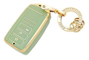 key fob cover for acura with keychain soft tpu car key shell case protector compatible with acura ilx mdx rlx tlx nsx rdx (green)