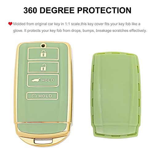 Key Fob Cover for Acura with Keychain Soft TPU Car Key Shell Case Protector Compatible with Acura ILX MDX RLX TLX NSX RDX (Green)