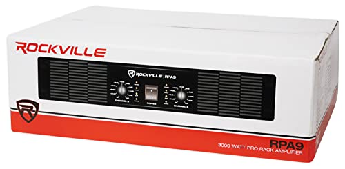 Rockville 3000 Watt Peak / 800w RMS 2 Channel Power Amplifier Pro/DJ Amp (RPA9), 18.97 x 13.97 x 3.54 inches