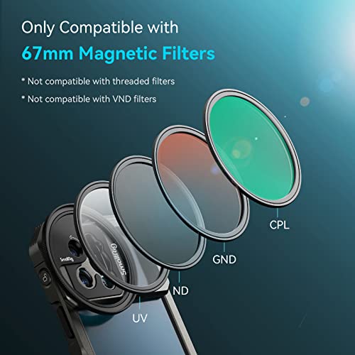 SmallRig 67mm Magnetic Cellphone Filter Ring Adapter for M agnetic ND Filter, Compatible with Phone Cage/Case with M Lens Mount for iPhone 14 13 Series / 12 Pro / 12 Pro Max - 3839