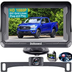 dohonest backup camera hd 1080p rear view monitor kit night vision waterproof reverse camera for car truck pickup minivan diy grid lines s01