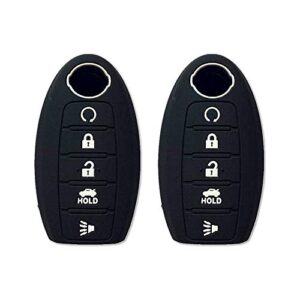 autobase silicone key fob cover for nissan rogue murano armada maxima altima sedan pathfinder infiniti jx35 q50 q60 qx56 qx60 qx80 | car accessory | key protection case 2 pcs (black)