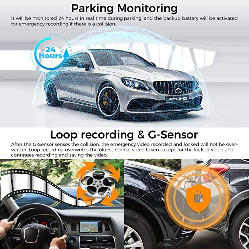 4K Dash Cam, UHD Front 4K & Rear 2K Dual Dash Camera for Cars, 3" IPS 170° Wide Angle Dashboard Camera with 64GB Card and Card Reader, Parking Guard, WDR, Starlight Night Vision,G-Sensor