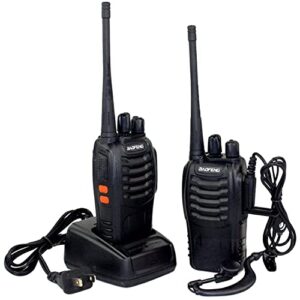 walkie talkies for adults long range, baofeng bf-888s handheld two way radios with earpiece and mic, rechargeable walkie talkie with li-ion battery and charger, wireless walky talky(2 pack)