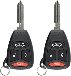 keylessoption keyless entry remote control uncut ignition car key fob for chrysler dodge jeep kobdt04a (pack of 2)