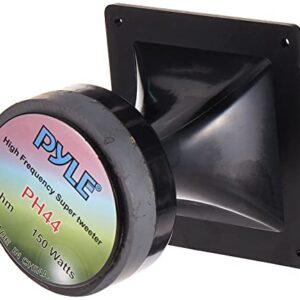 Pyle-Pro 4x4 Inch Speaker-Heavy Duty 150 Watt High Power Horn Audio Tweeter System w/ 25mm Voice Coil, 15 Oz Magnet Structure, 1kHz-18 kHz Frequency, 105 dB, 8 Ohm Impedance-Pyle (PH44)