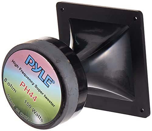 Pyle-Pro 4x4 Inch Speaker-Heavy Duty 150 Watt High Power Horn Audio Tweeter System w/ 25mm Voice Coil, 15 Oz Magnet Structure, 1kHz-18 kHz Frequency, 105 dB, 8 Ohm Impedance-Pyle (PH44)