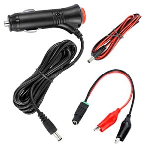 greenyi cigarette lighter for car backup camera, monitor, dvr, dvd, bluetooth speaker, gps, laptop, 12v dc cig. lighter charger cord with test cable, dc plug adapter and dc power extension cable