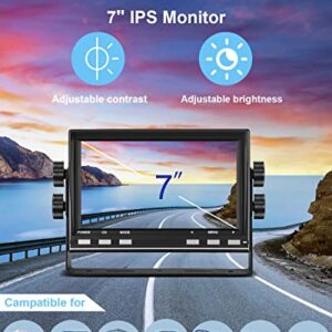 AHD 1080P RV Back Up Camera Systems for Truck, 7" IPS Monitor Vehicle Backup Cameras, IP69 Waterproof Rear View Camera IR Night Vision, Wire Reserve Camera for Van/Car/RV/Trailer/Camper