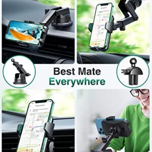 VANMASS [2023 Upgraded] Car Dashboard Phone Holder Mount [Super Suction Cup] Compatible for iPhone 13 Pro Max 12 11 X Xr 8 7 Plus Mini Se Universal Cell Phone Windshield Vent Handsfree Cradle，Green