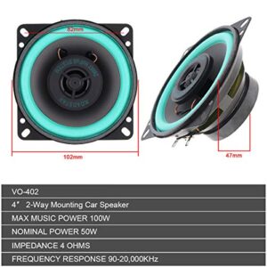 ePathChina 4 Inch 100W Universal Car HiFi Coaxial Speaker Vehicle Door Auto Audio Music Stereo Full Range Frequency Loudspeaker