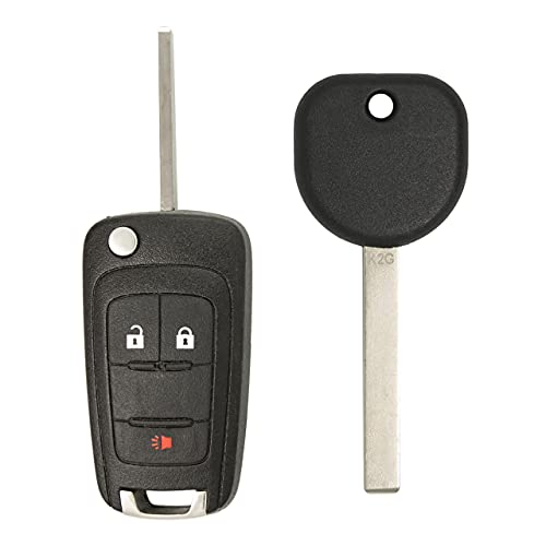 Keyless2Go Replacement for Keyless Remote 3 Button Flip Car Key Fob for OHT01060512 with Uncut Transponder Ignition Car Key High Security Laser Sidemill B119 HU100