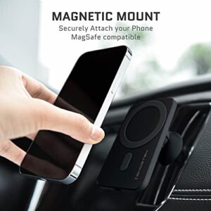 Ghostek NRGmount MagSafe Car Mount Charger iPhone 15W Fast Charging with Air Vent Clip, Dash Windshield Suction Clamp with Adjustable Arm Designed for iPhone 13 Pro Max, iPhone 12 Pro Max mini (Black)