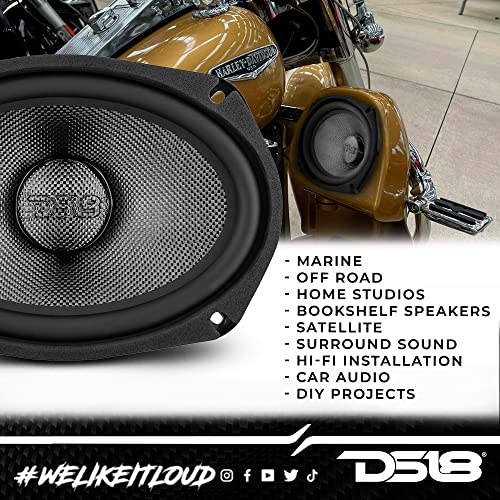 DS18 PRO-CF69.2NR 6 x 9 Inches Water Resistant Loudspeaker - Mid-Bass Carbon Fiber Cone and Neodymium Rings Magnet 600 Watts 2-Ohms - Ideal for Motorcycle & Motorsports (1 Speaker)