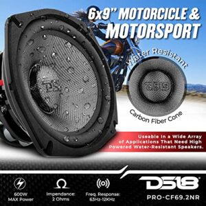 DS18 PRO-CF69.2NR 6 x 9 Inches Water Resistant Loudspeaker - Mid-Bass Carbon Fiber Cone and Neodymium Rings Magnet 600 Watts 2-Ohms - Ideal for Motorcycle & Motorsports (1 Speaker)