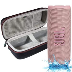 jbl flip 6 – waterproof portable bluetooth speaker, powerful sound and deep bass, ipx7 waterproof, 12 hours of playtime with megen hardshell case – pink