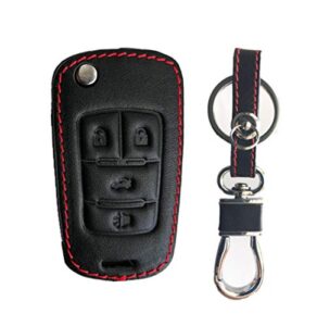 kawihen leather key fob cover fit for compatible with chevrolet chevy camaro cruze equinox impala malibu sonic gmc terrain oht01060512 v2t01060512