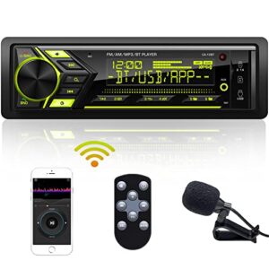 bluetooth single din car radio: marine stereo receivers – multimedia car audio with am fm | usb sd aux-in | 2.1a quick charge | app control | lcd display