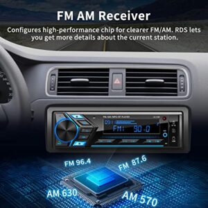 Bluetooth Single Din Car Radio: Marine Stereo Receivers - Multimedia Car Audio with AM FM | USB SD AUX-in | 2.1A Quick Charge | APP Control | LCD Display