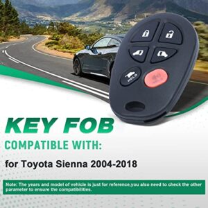 Beefunny Keyless Entry 6 Button Remote Car Key Fob for Toyota Sienna 2004-2013 FCC ID: GQ43VT20T (2)