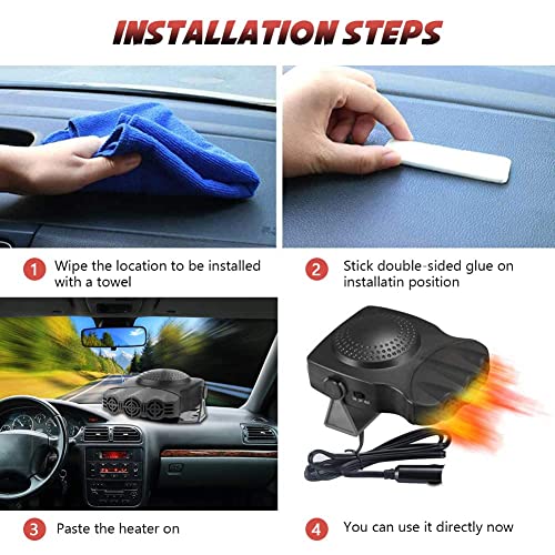 Car Heater,12V 150W Fast Heating Defrost Defogger,2 in1 Fast Heating and Cooling Fan Car Heater Windshield Defogger,Car Defroster That Plugs into Cigarette Lighter