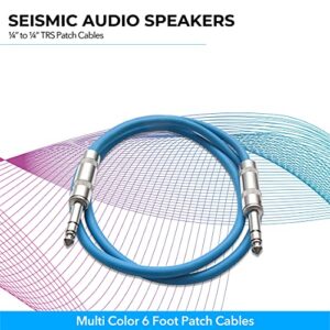 Seismic Audio Speakers ¼” to ¼” TRS Patch Cables, 6 Foot Patch Cables, Pack of 6, Multi Color