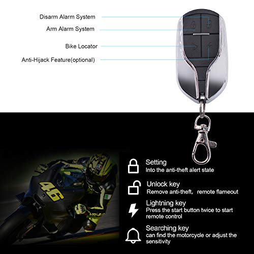 BlueFire Upgraded Motorcycle Security Kit Alarm System Engine Start Arming Disarming Anti-Hijacking Cutting Off Remote