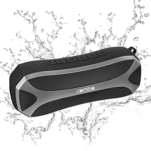 comiso Portable Bluetooth Speakers, Waterproof IPX7 Outdoor Speaker with Light, 20W Loud Sound Powerful Bass, Dual Stereo Pairing, Handsfree Call Bluetooth 5.0 24 Hours for Travel Mountaineering