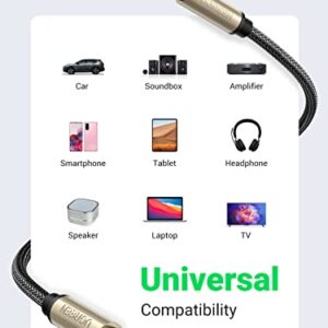 UGREEN 3.5mm Audio Cable Hi-Fi Stereo Double Layer Shielding Nylon Braided with Silver-Plating Copper Core, Zinc Alloy Male to Male Aux Cord Tangle-Free for Audiophile Musical Lovers, 6.5ft