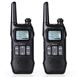 radioddity fs-t1 frs two-way radio long range license-free walkie talkies noaa, 22 channels 154 privacy codes with earpiece, usb charging, 2 pack