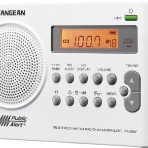 Sangean PR-D9W Portable Am/FM/NOAA Alert Radio with Rechargeable Battery, White, One Size