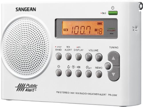 Sangean PR-D9W Portable Am/FM/NOAA Alert Radio with Rechargeable Battery, White, One Size