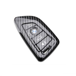 dohon carbon fiber for bmw key fob cover , 4 buttons keyless entry smart remote key protective case holder, 1pcs, glossy black