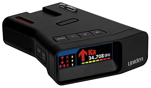 Uniden R7 Extreme Long Range Laser/Radar Detector, Built-in GPS w/Real-Time Alerts, Dual-Antennas Front & Rear w/Directional Arrows, Voice Alerts, Red Light and Speed Camera Alerts - Matte Black