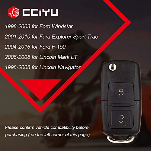 cciyu 1 X Replacement Keyless Entry Remote Control Car Key Fob 3 Buttons Replacement for 98-16 for Ford/for Lincoln/for Mazda/for Mercury Series CWTWB1U345