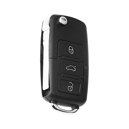 EXAUTOPONE 1Pcs Car Key Fob Keyless Flip Entry Remote HLO1J0959753AM 3-btn Compatible with Beetle Golf Passat Flip Key Fob