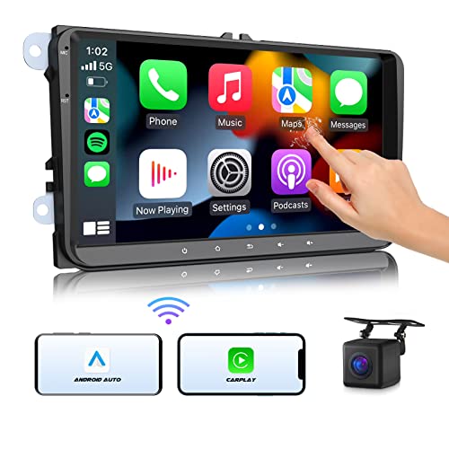 Eonon Apple CarPlay & Android Auto Car Stereo Receiver, Android 10.0 Car Stereo Ultra-Thin 3+32GB Car Radio, Compatible with Volkswagen/SEAT/Skoda, Bluetooth 5.0/4 Sets of UI, 9 Inch-Q53Pro